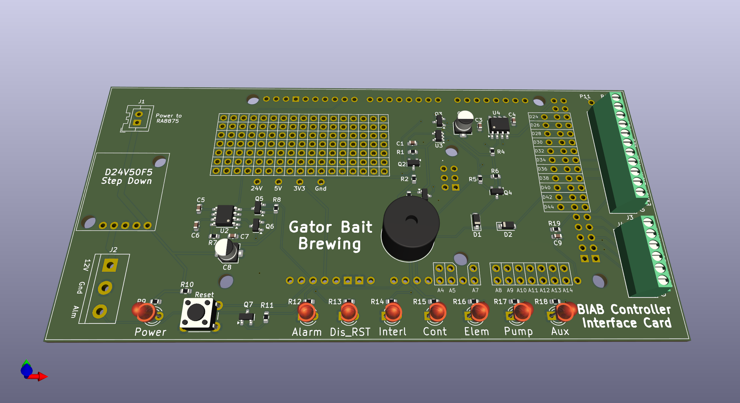 Controller Interface PCB front view.